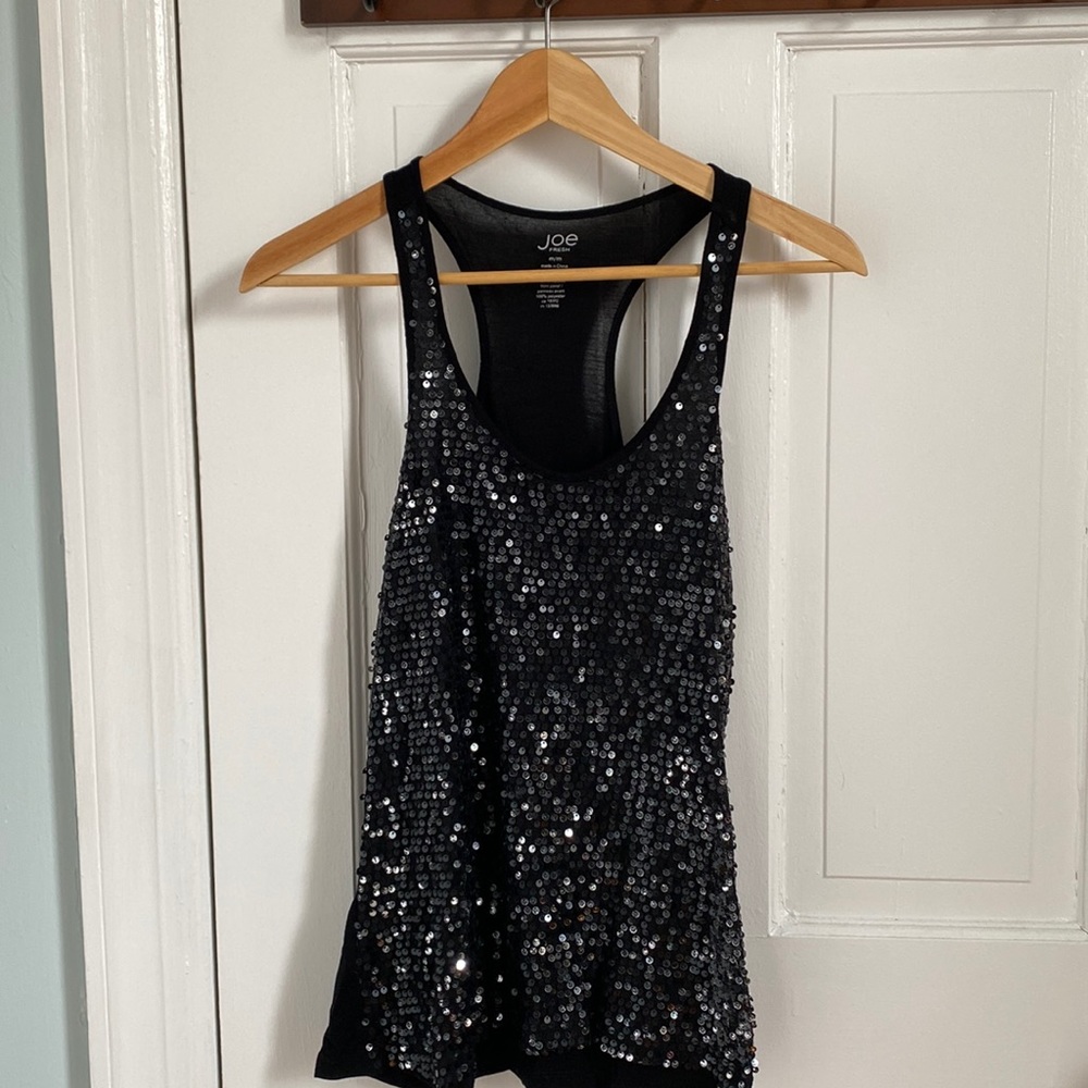 Joe Fresh Sequence Black Tank Top M